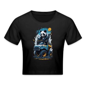 Panda - Frauen Cropped T-Shirt - Schwarz - Vorne - Marisol (170cm)