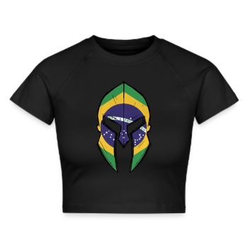 drapeau du Brésil dans le casque du guerrier spartiate - Crop top - noir - Devant - Marisol (170cm)