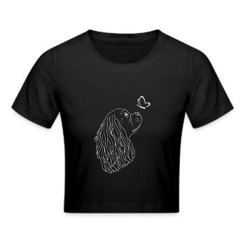 Cavalier King Charles Spaniel mit Schmetterling - Frauen Cropped T-Shirt - Schwarz - Vorne - Marisol (170cm)
