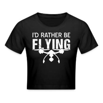 Drohne Drohnenpilot Vintage Quadcopter Sprüche - Frauen Cropped T-Shirt - Schwarz - Vorne - Marisol (170cm)