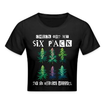 Cannabis Six Pack - Frauen Cropped T-Shirt - Schwarz - Vorne - Marisol (170cm)