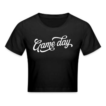 C’est le jour du jeu, design de texte vintage - Crop top - noir - Devant - Marisol (170cm)
