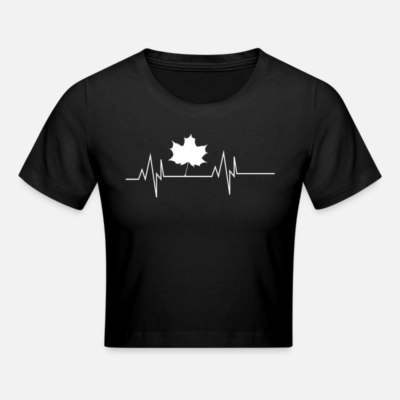 Autumn Maple Leaf Heartbeat - Cropped T-Shirt - black