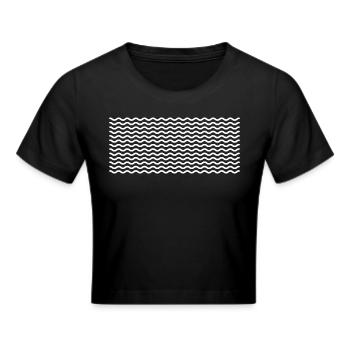 Wave Background - Cropped T-Shirt - black - Front - Marisol (170cm)