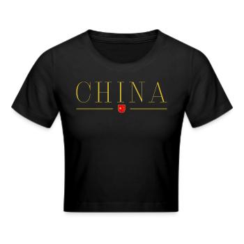J’aime la Chine, T-shirt design de style élégance - Crop top - noir - Devant - Marisol (170cm)