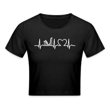 EKG Kurve - Herzkurve - Achterbahn - Freizeitpark - Frauen Cropped T-Shirt - Schwarz - Vorne - Marisol (170cm)