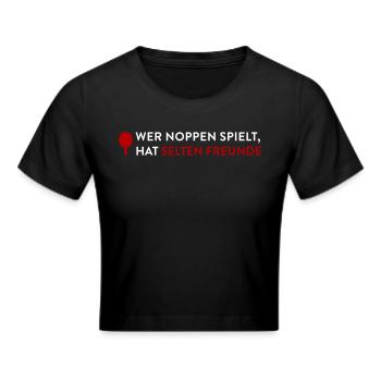 Lustiges Tischtennis Shirt Noppenspieler - Frauen Cropped T-Shirt - Schwarz - Vorne - Marisol (170cm)