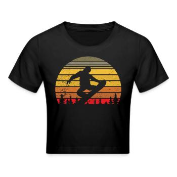 Snowboarding Snowboarder Vintage Wintersport - Frauen Cropped T-Shirt - Schwarz - Vorne - Marisol (170cm)
