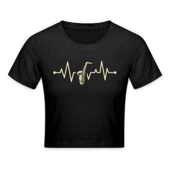 Herzschlag Saxophon - Frauen Cropped T-Shirt - Schwarz - Vorne - Marisol (170cm)