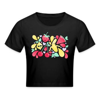 Cute Fruit - Frauen Cropped T-Shirt - Schwarz - Vorne - Marisol (170cm)