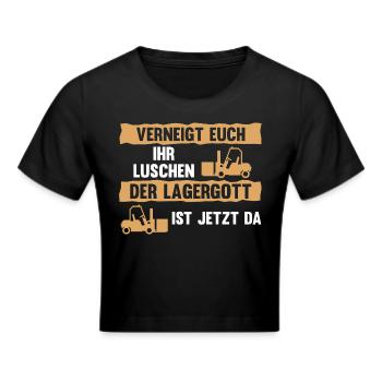 Lagergott Gabelstapler Staplerfahrer Logistiker La - Frauen Cropped T-Shirt - Schwarz - Vorne - Marisol (170cm)