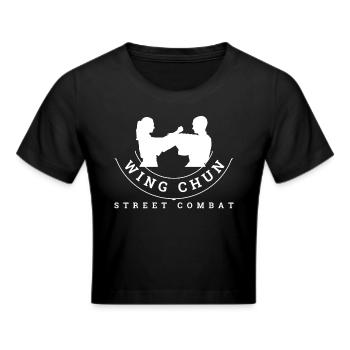 Wing Chun Street Combat Fighters weißes T-Shirt - Frauen Cropped T-Shirt - Schwarz - Vorne - Marisol (170cm)