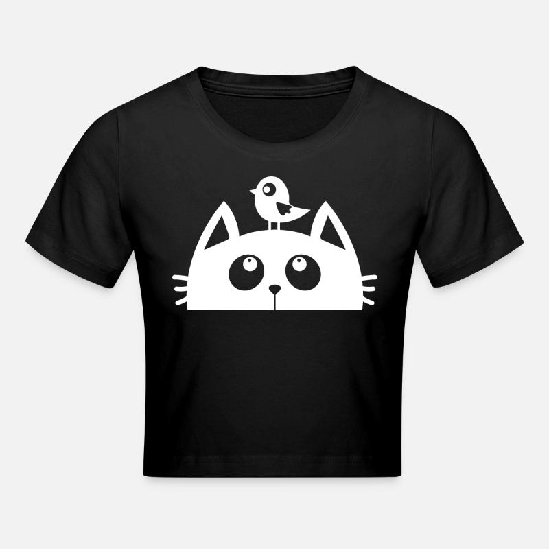 Chat oiseau mignon - Crop top - noir