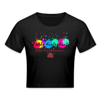 Lieber kunterbunt als kackbraun,anti afd - Frauen Cropped T-Shirt - Schwarz - Vorne - Marisol (170cm)