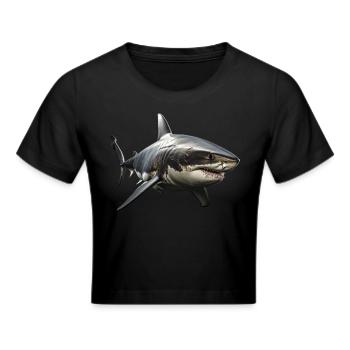 Great White Shark - Cropped T-Shirt - black - Front - Marisol (170cm)