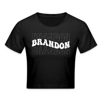 Funny Brandon Groovy 4 Männer Damen Cool Brandon Tie - Frauen Cropped T-Shirt - Schwarz - Vorne - Marisol (170cm)