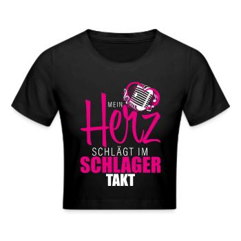 Mein Herz schlägt Schlager - Musik - Frauen Cropped T-Shirt - Schwarz - Vorne - Marisol (170cm)