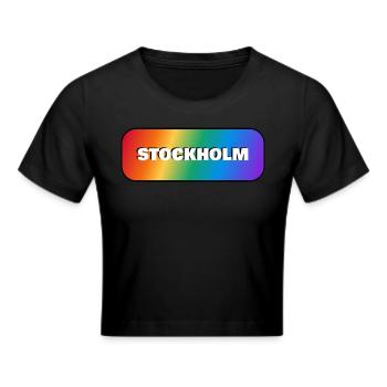 STOCKHOLM RAINBOW PRIDE - Frauen Cropped T-Shirt - Schwarz - Vorne - Marisol (170cm)
