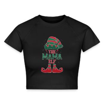 Die Mama Elfe Weihnachten Weihnachtsgeschenk - Frauen Cropped T-Shirt - Schwarz - Vorne - Marisol (170cm)
