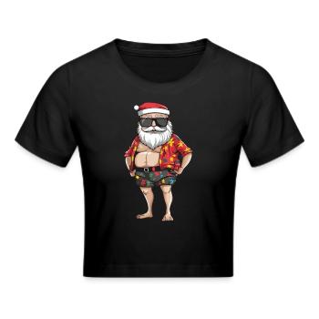 De Kerstman van de Kerstman Zomervakantie Kerstman - Cropped T-Shirt - zwart - Voor - Marisol (170cm)