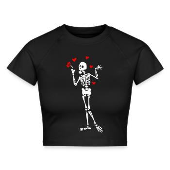 Skeleton lovers - Cropped T-Shirt - black - Front - Marisol (170cm)