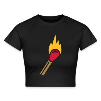 Match flame - Cropped T-Shirt - black - Front - Marisol (170cm)