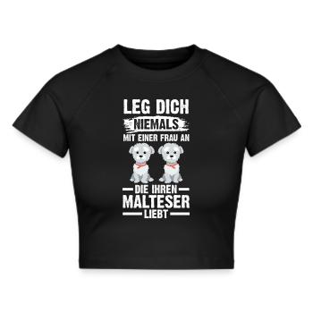 Hund Malteser - Frauen Cropped T-Shirt - Schwarz - Vorne - Marisol (170cm)