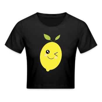 Zitrone Limone Limette Frucht Früchte vegan - Frauen Cropped T-Shirt - Schwarz - Vorne - Marisol (170cm)