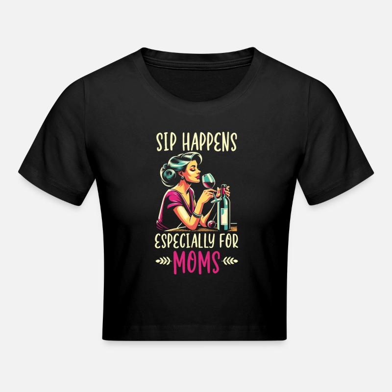 Muttertag, Weintrinker, Mutterschaft, Beste Mutter - Frauen Cropped T-Shirt - Schwarz