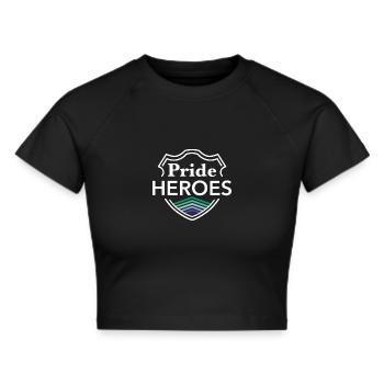 PrideHeroes Gay Flag - Frauen Cropped T-Shirt - Schwarz - Vorne - Marisol (170cm)