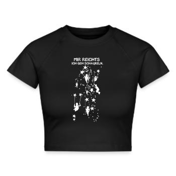sterne, mir reichts ich geh schaukeln,schaukeln - Frauen Cropped T-Shirt - Schwarz - Vorne - Marisol (170cm)