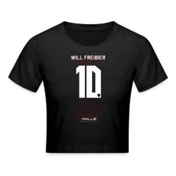 Malle Trikot - Will Freibier - Mallorca - Frauen Cropped T-Shirt - Schwarz - Vorne - Marisol (170cm)