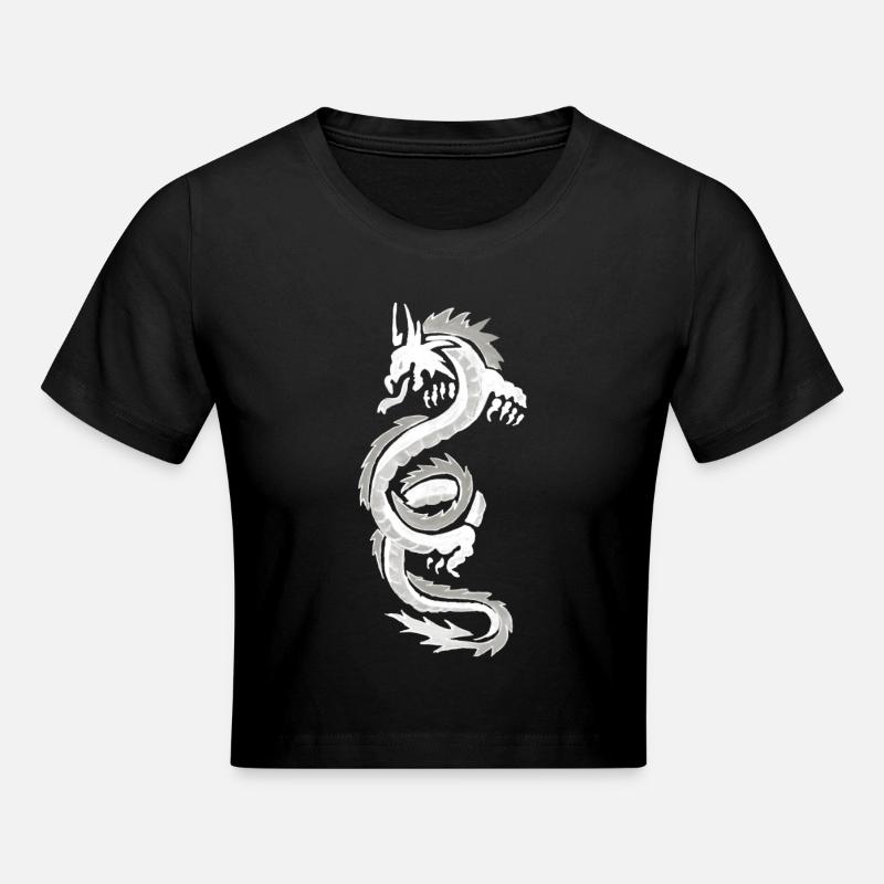 dragon blanc et gris - Crop top - noir