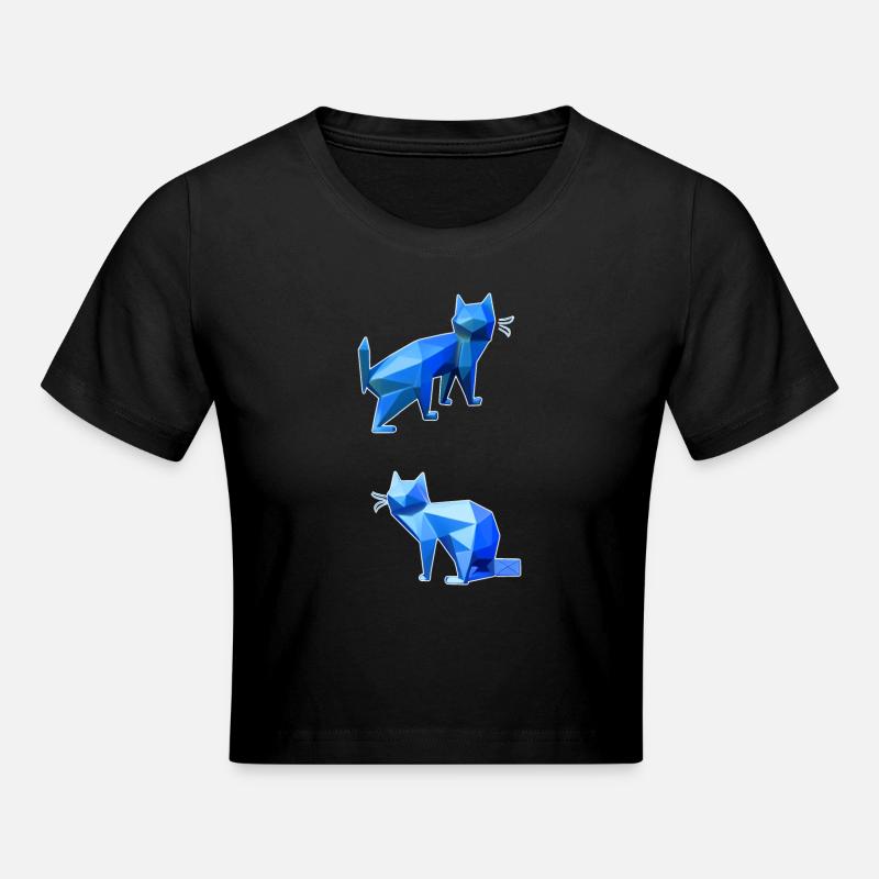 Duo Chat Polygone Bleu - Crop top - noir