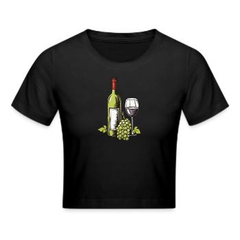 Wine Glass Grapes Wine - Cropped T-Shirt - black - Front - Marisol (170cm)