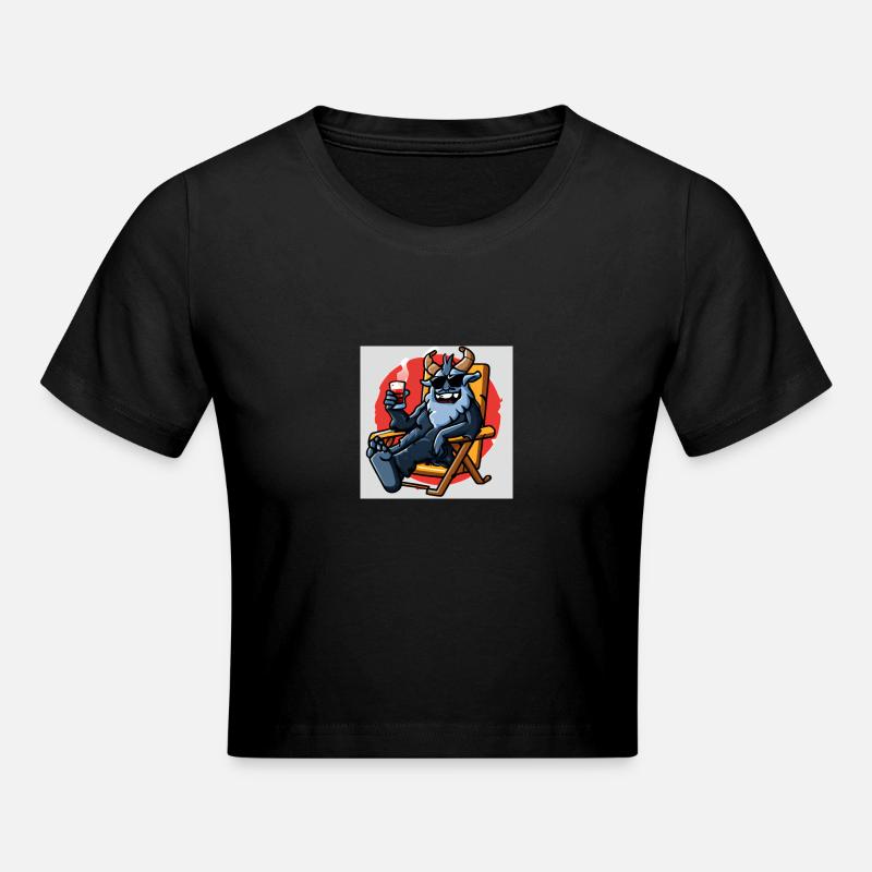 Krampus Percht Devil 2312 - Cropped T-Shirt - black