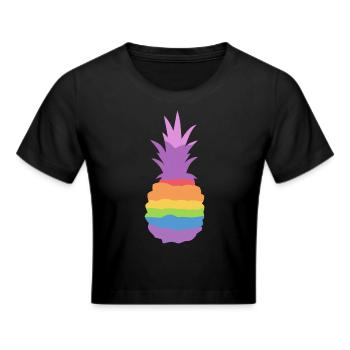 Ananas Regenbogen - Frauen Cropped T-Shirt - Schwarz - Vorne - Marisol (170cm)