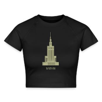 Warschau - Frauen Cropped T-Shirt - Schwarz - Vorne - Marisol (170cm)
