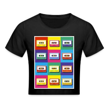 Cassettes pop art - Crop top - noir - Devant - Marisol (170cm)