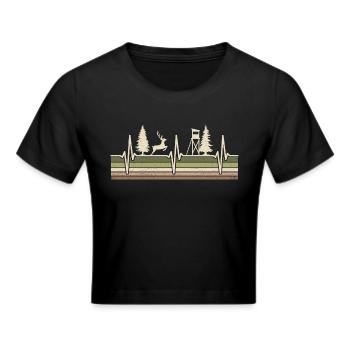 Jagd Herzschlag Jäger Förster Jagdschein Rotwild - Frauen Cropped T-Shirt - Schwarz - Vorne - Marisol (170cm)