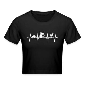Jagd Herzschlag Jäger Förster Jagdschein Rotwild - Frauen Cropped T-Shirt - Schwarz - Vorne - Marisol (170cm)