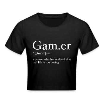 Gamer Definition for Video Game Fans - Cropped T-Shirt - black - Front - Marisol (170cm)