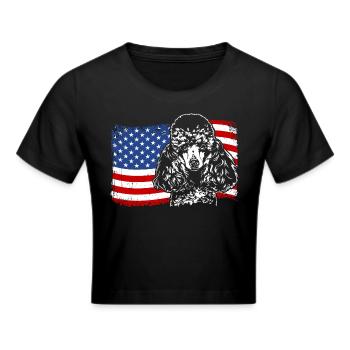 Zwergpudel Amerika Fahne Hunde Wilsigns - Frauen Cropped T-Shirt - Schwarz - Vorne - Marisol (170cm)