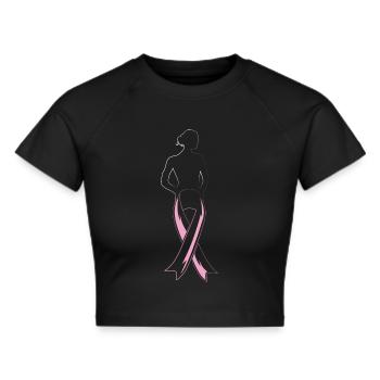 Brustkrebs-Schleife - Frauen Cropped T-Shirt - Schwarz - Vorne - Marisol (170cm)
