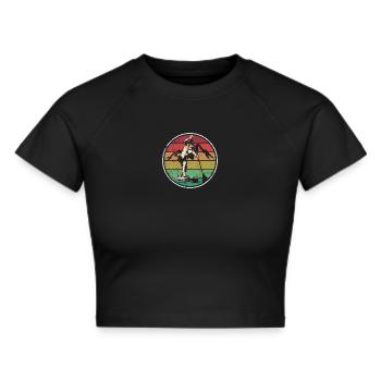 Retro Sunset Wakeboarder Circle - Cropped T-Shirt - black - Front - Marisol (170cm)