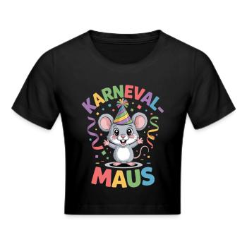 Karnevals Maus Fasching Kostüm - Frauen Cropped T-Shirt - Schwarz - Vorne - Marisol (170cm)