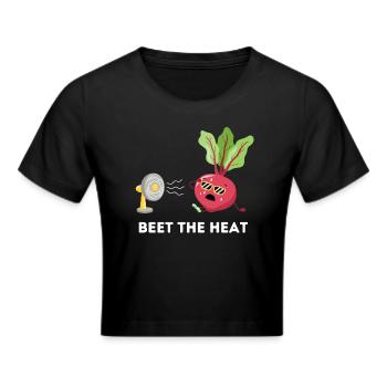 Beet the heat - Rote Bete im Sommer - Frauen Cropped T-Shirt - Schwarz - Vorne - Marisol (170cm)