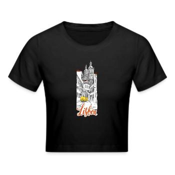 Lissabon - Frauen Cropped T-Shirt - Schwarz - Vorne - Marisol (170cm)
