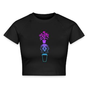 Plantes mignonnes Chien et café Jardinage Caféine - Crop top - noir - Devant - Marisol (170cm)