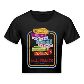 Retro Boardgamer for life - Cropped T-Shirt - black - Front - Marisol (170cm)